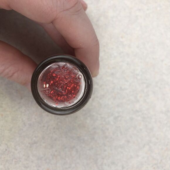 Vintage Shu-mark-up Red Glitter‎ Double Plated Glass Jar USA Made - Picture 3 of 5